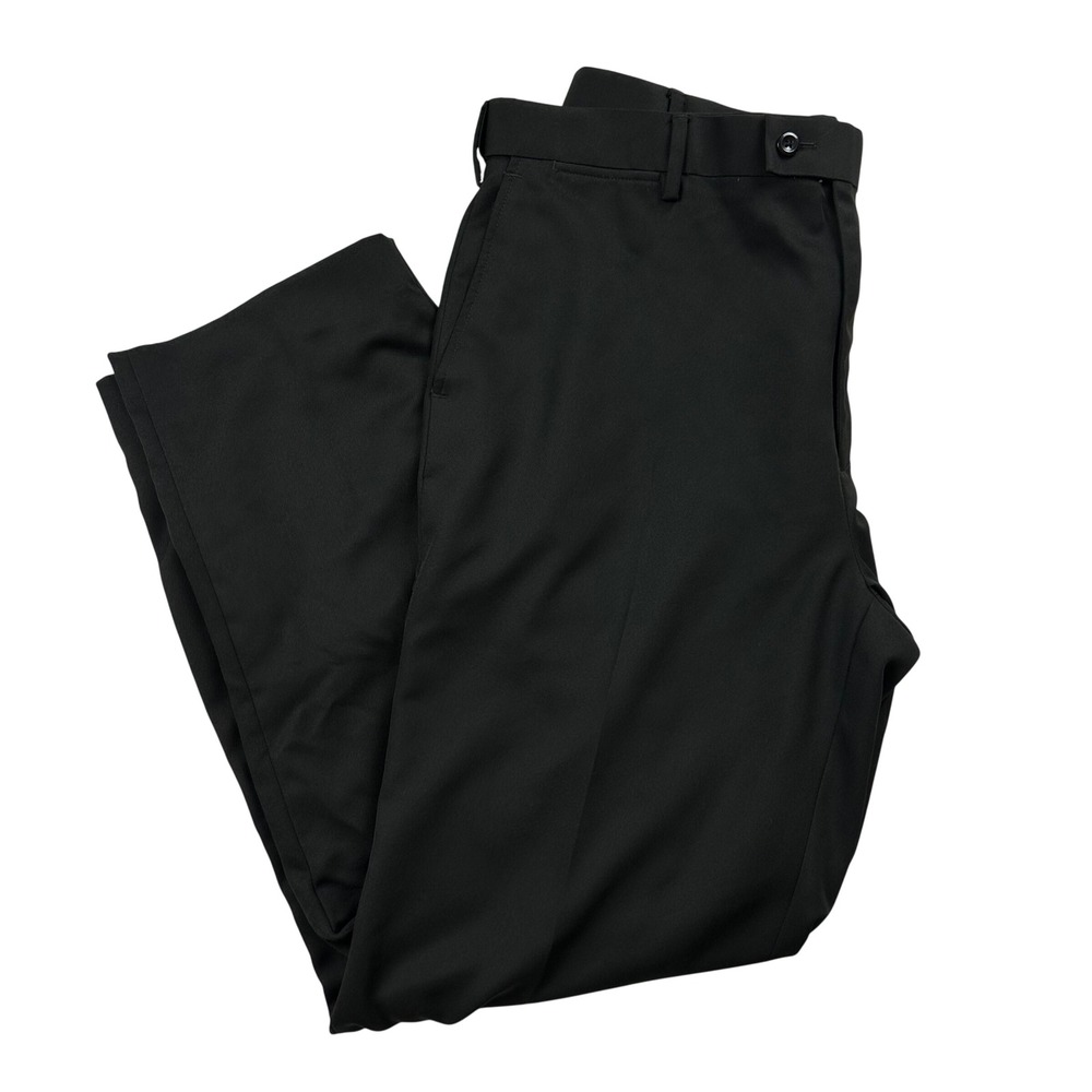 Saddlebred Mens Black Flat Front Dress Pants‎ Trousers 38x32 Straight Leg